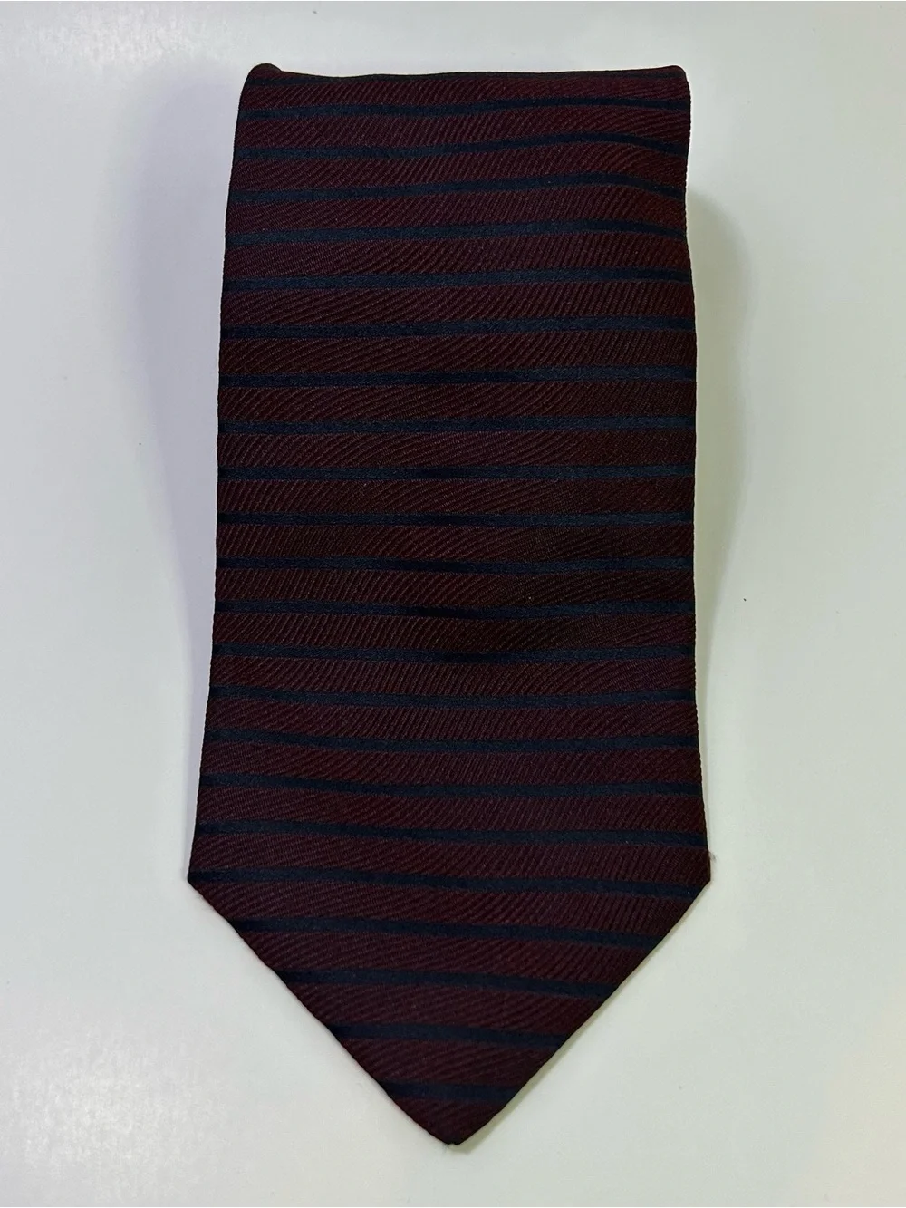 Canali Burgundy Red Striped Silk Men's Woven Tie Classic Style 3.75”